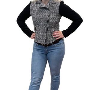 EUC BCNU Moto Style Jacket - Tweed Print